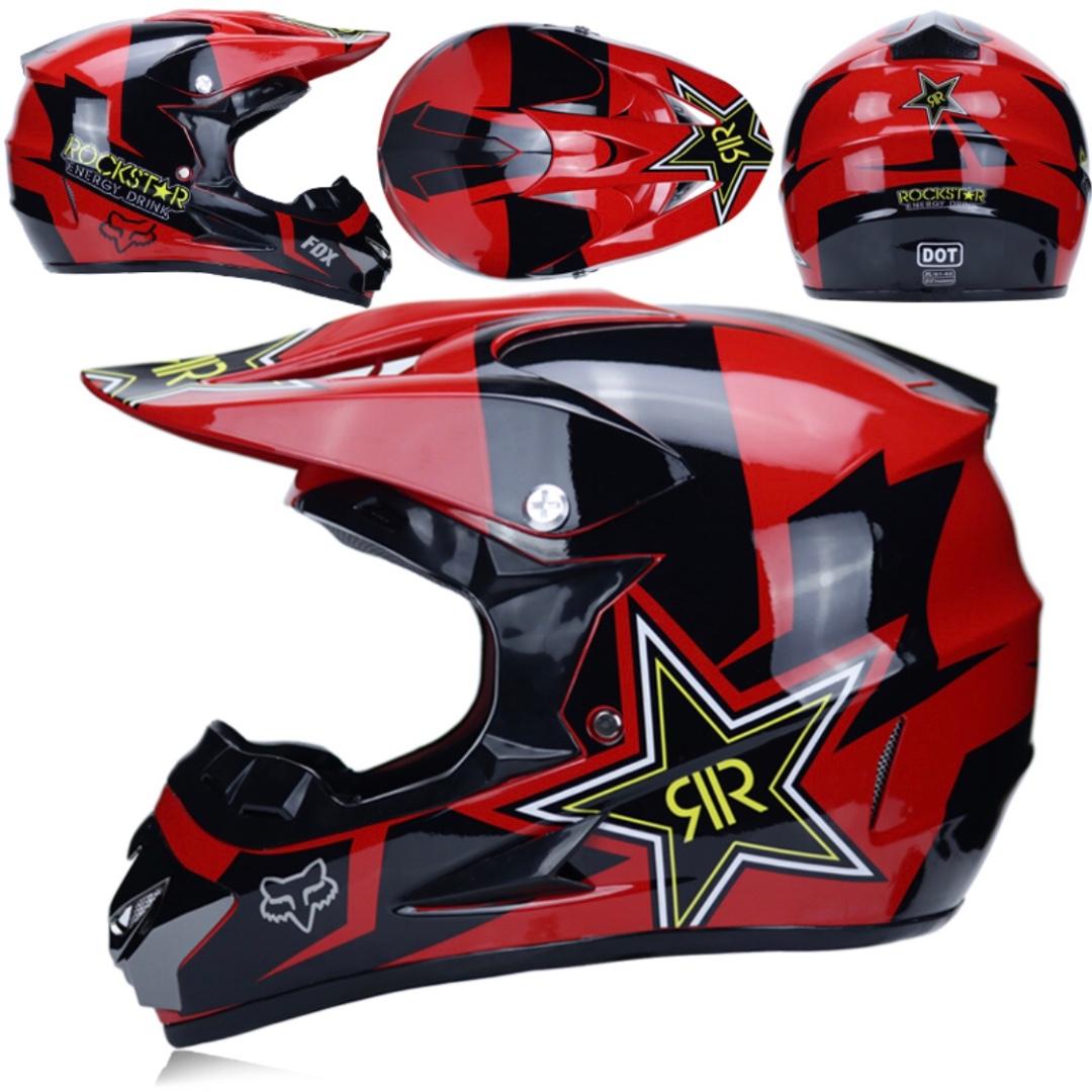 red and black dirt bike helmet