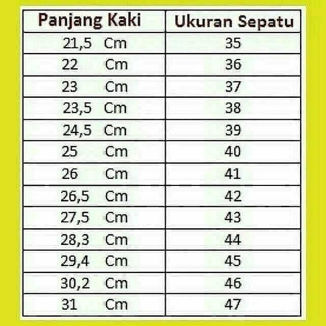 Ukuran sepatu shop converse ori