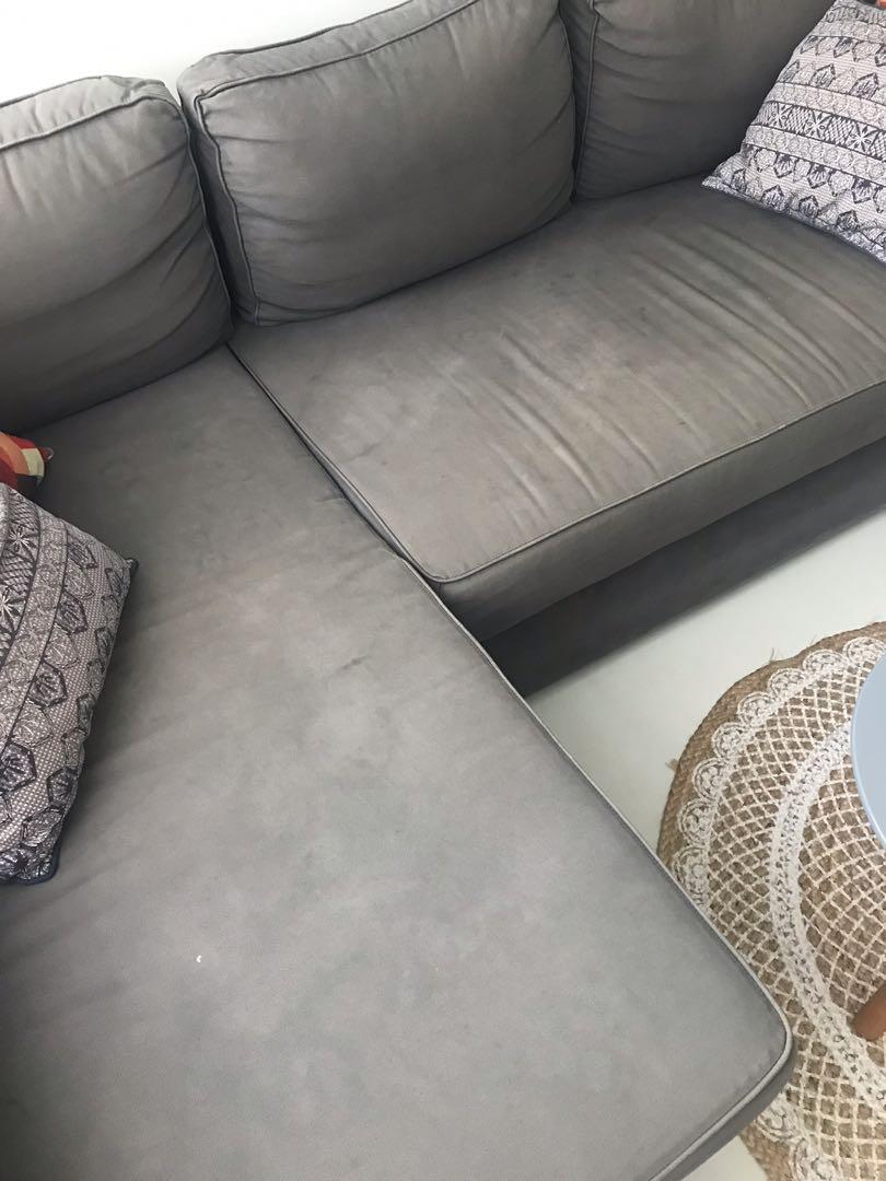 Sofa bed L shape grey ikea manstad, Furniture & Home Living, Furniture