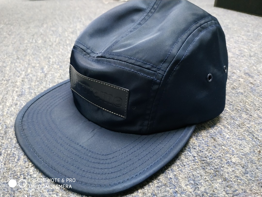 patent leather patch camp cap