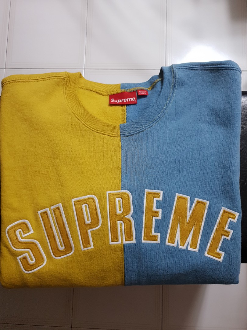 Supreme split on sale crewneck sweatshirt navy