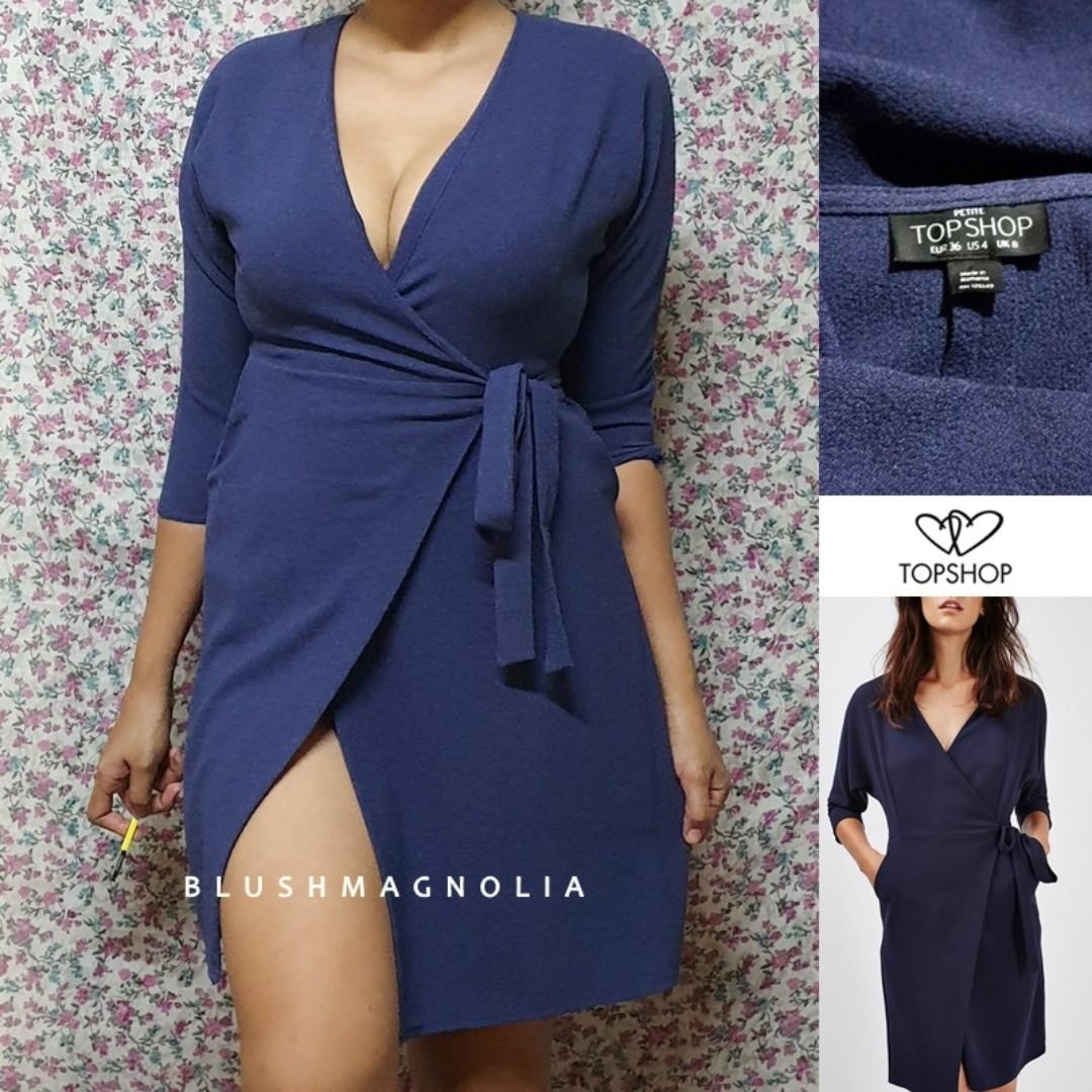 Topshop blue wrap dress Outlet