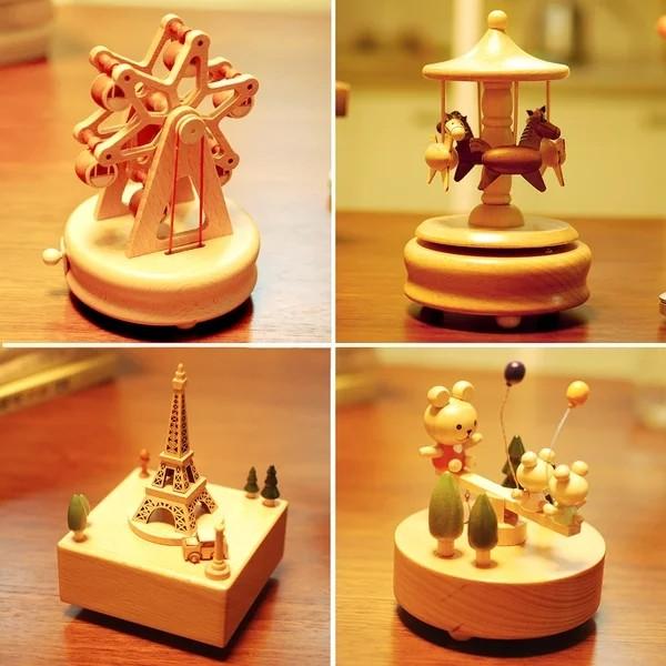 Wood Handmade wooden crafts Music Box Rotating birthday gifts Ferris