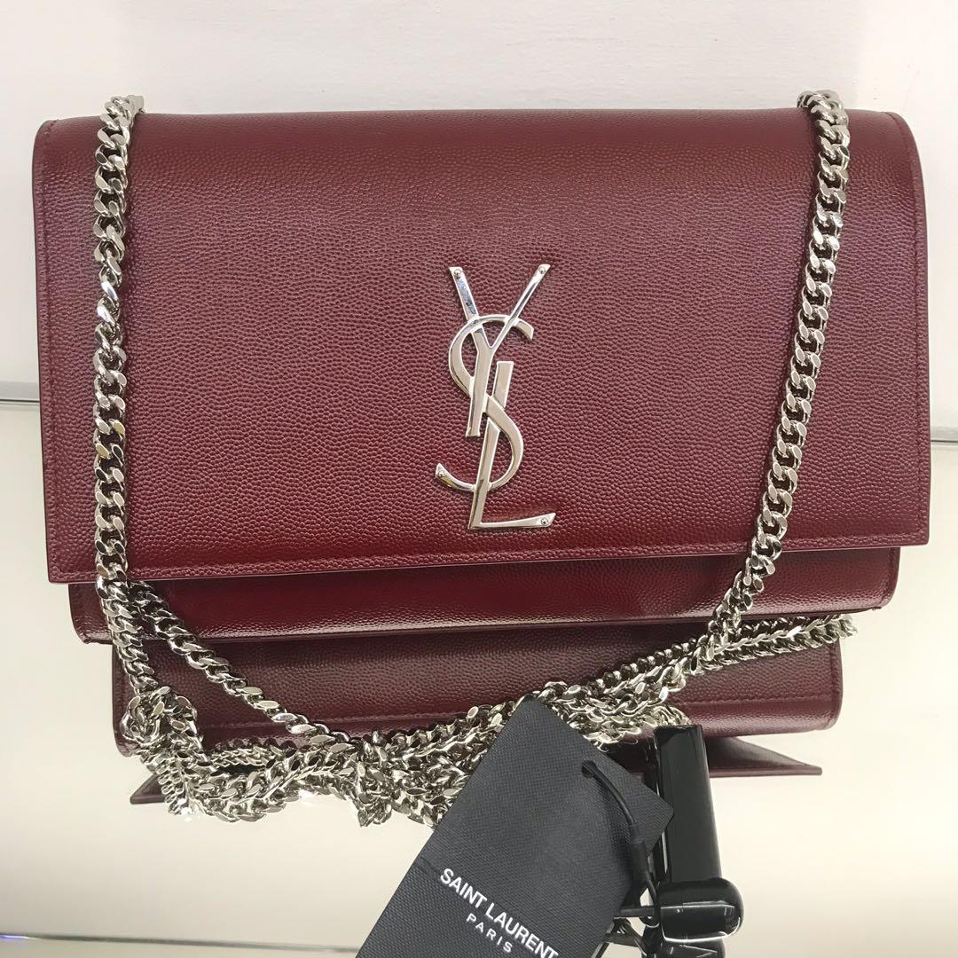 Saint Laurent, Bags, Saint Laurent Red Bag With Silver Chain Comes With Original  Bag And Box