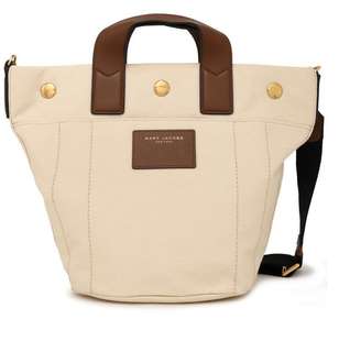 marc jacobs 拼接牛皮帆布托特包