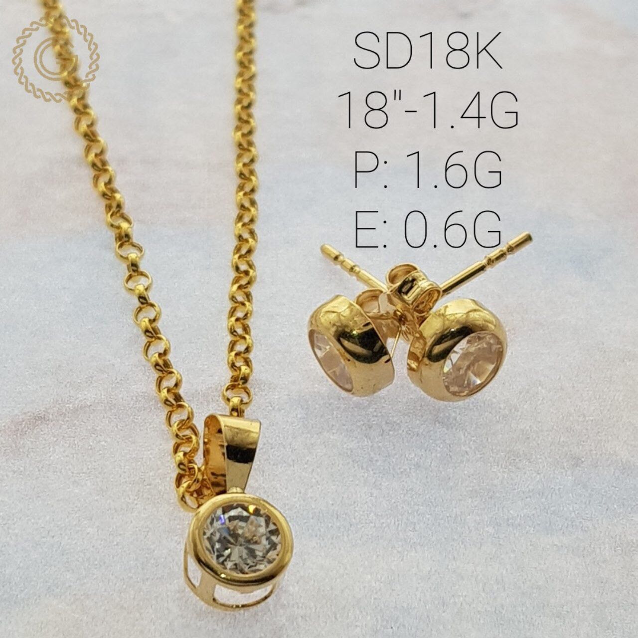 18K Saudi Gold Set Heart Necklace Earring 18