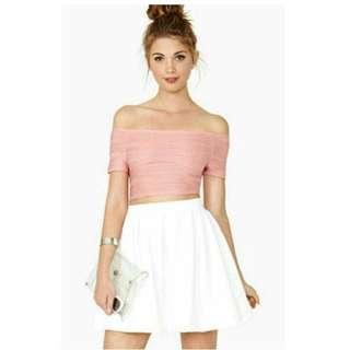 Nastygal Blush Off Shoulder Crop Top