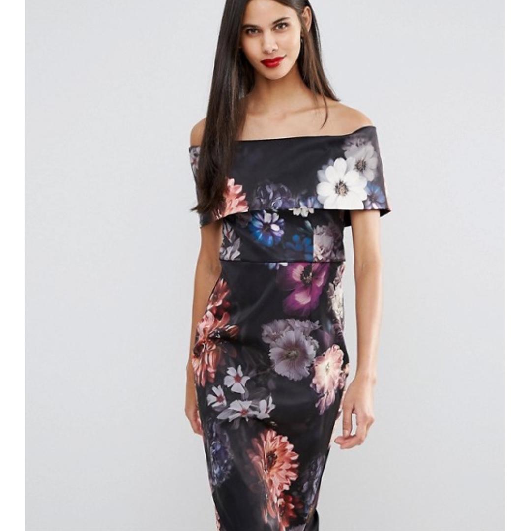 asos off the shoulder floral dress