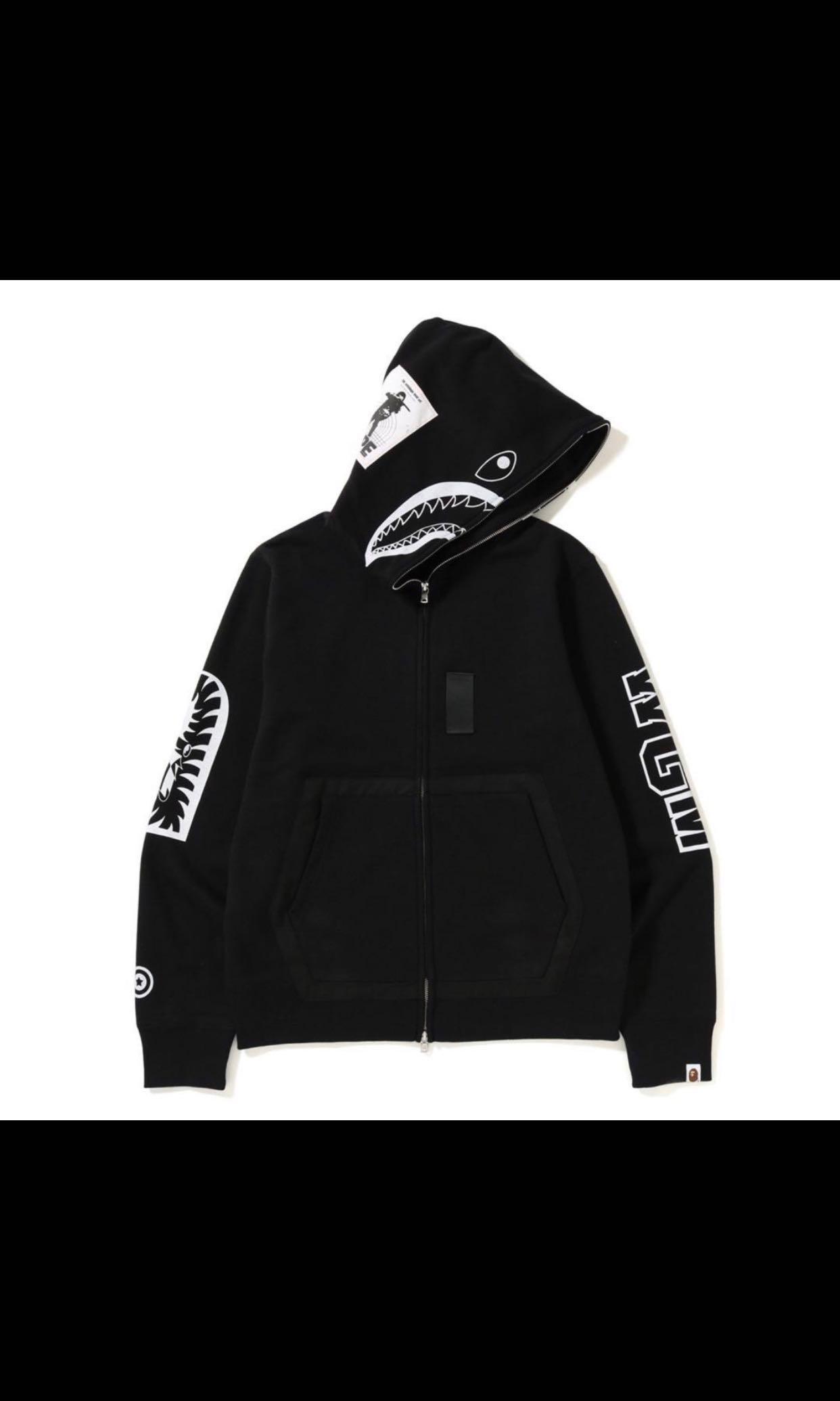 Bape military shark full zip hoodie black hot sale