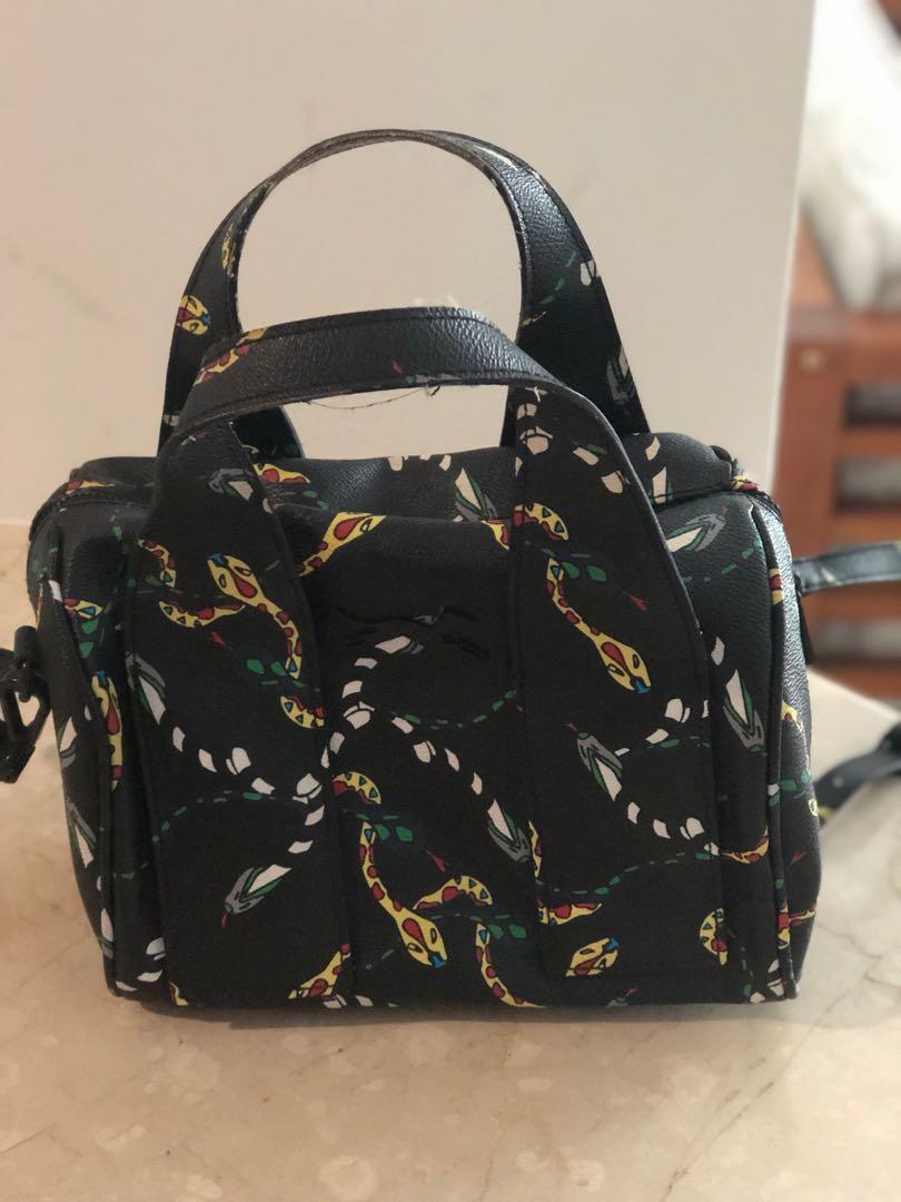 Bimba y Lola Snake Print small bowler bag, Luxury, Bags & Wallets 