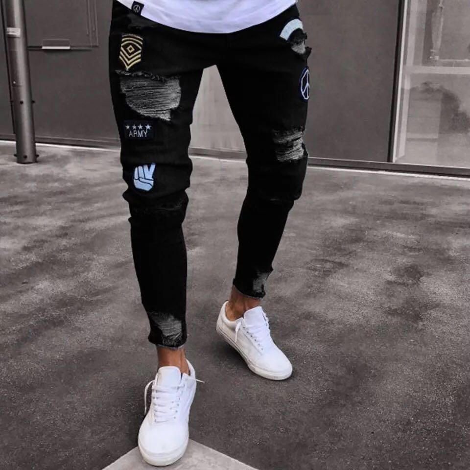 ripped jeans biker