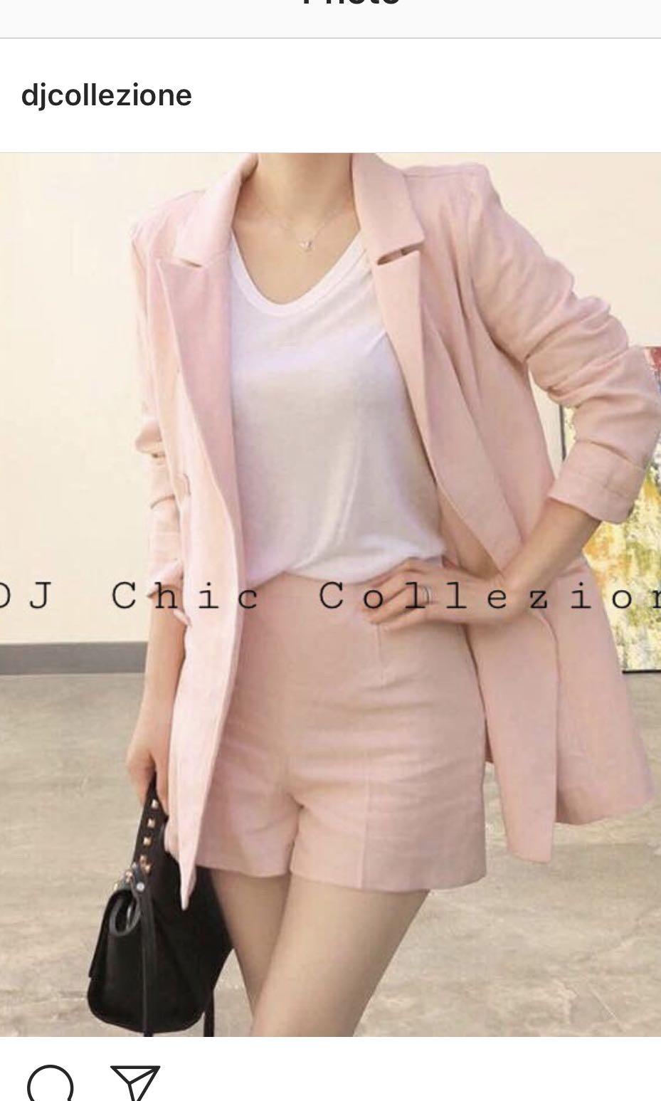 pink blazer with shorts