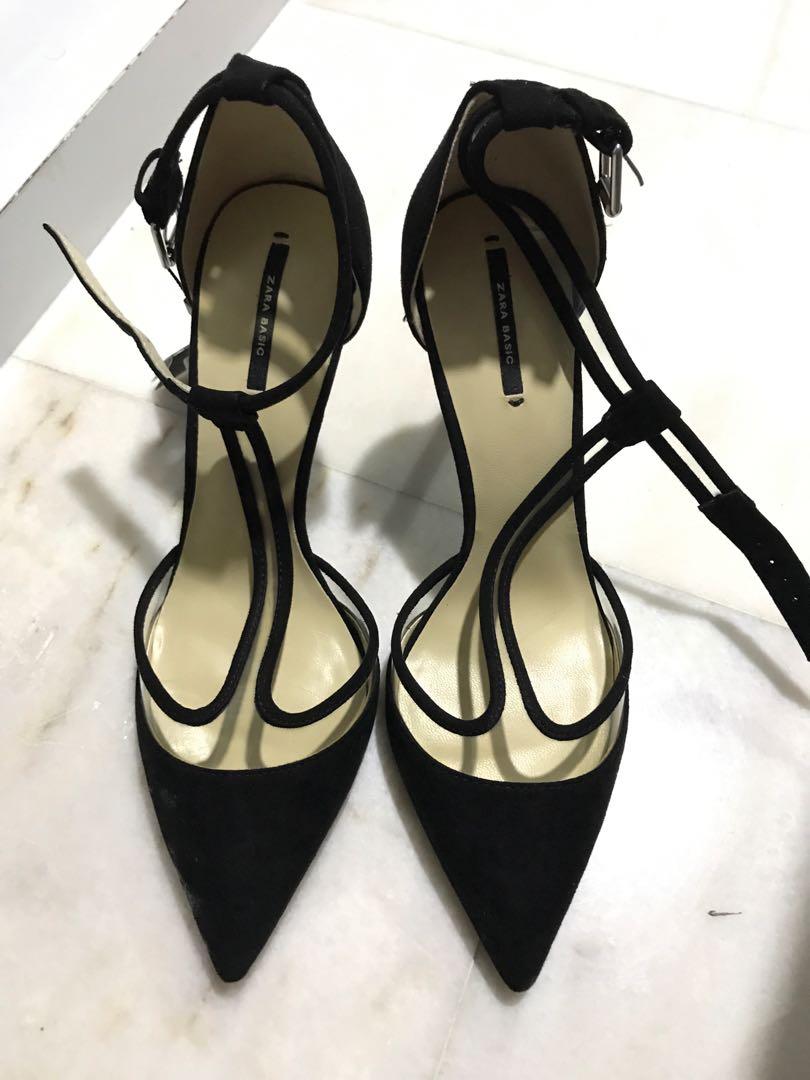 zara heeled slingback vinyl shoe