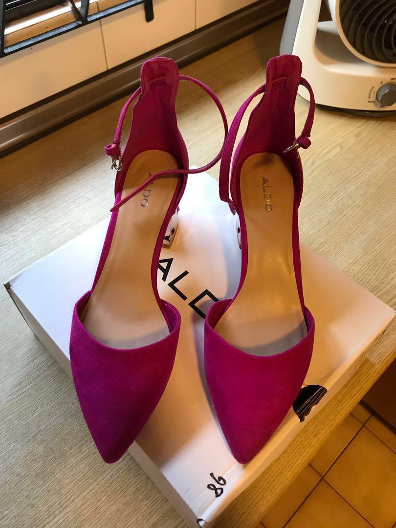 bright pink suede heels