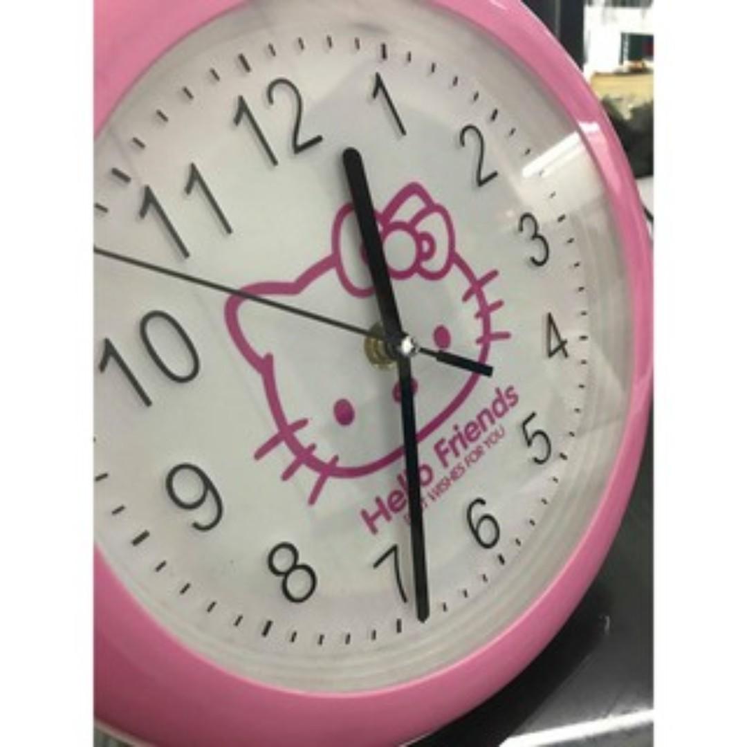 Hello Kitty Wall Clock Pink Color, Furniture & Home Living, Home Decor