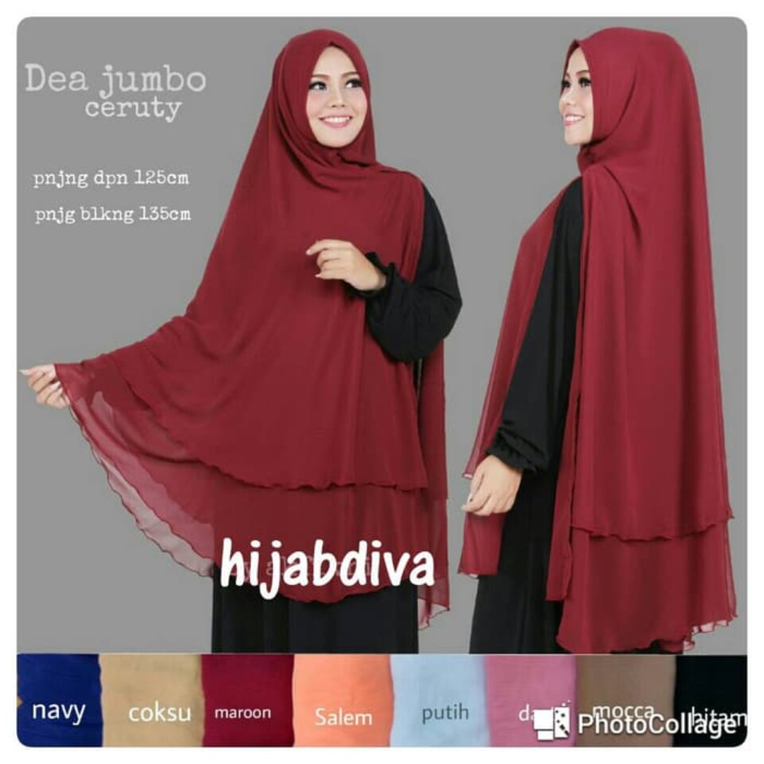 Jumbo Ceruti 2 Layer Khimar Syari Hijab Terlaris Jilbab Instan