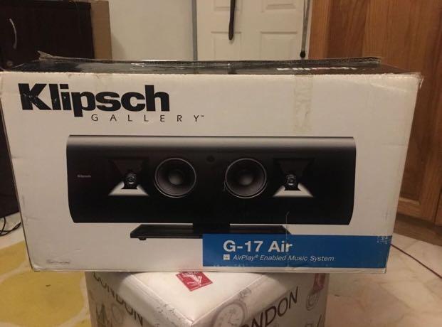 Klipsch air G17 (Category: Soundbars, Speakers & Amplifiers) located in Dasmarinas. Submitted by technovin (Listing ID 210120667, Image 1). Description: Klipsch air G17 from singapore slightly used..