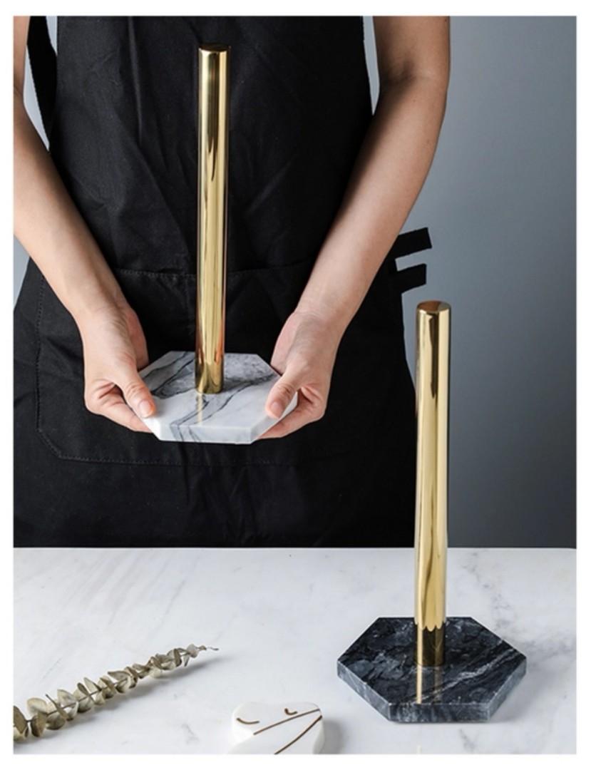 Marble and gold kitchen towel holder, Furniture & Home Living, Bathroom