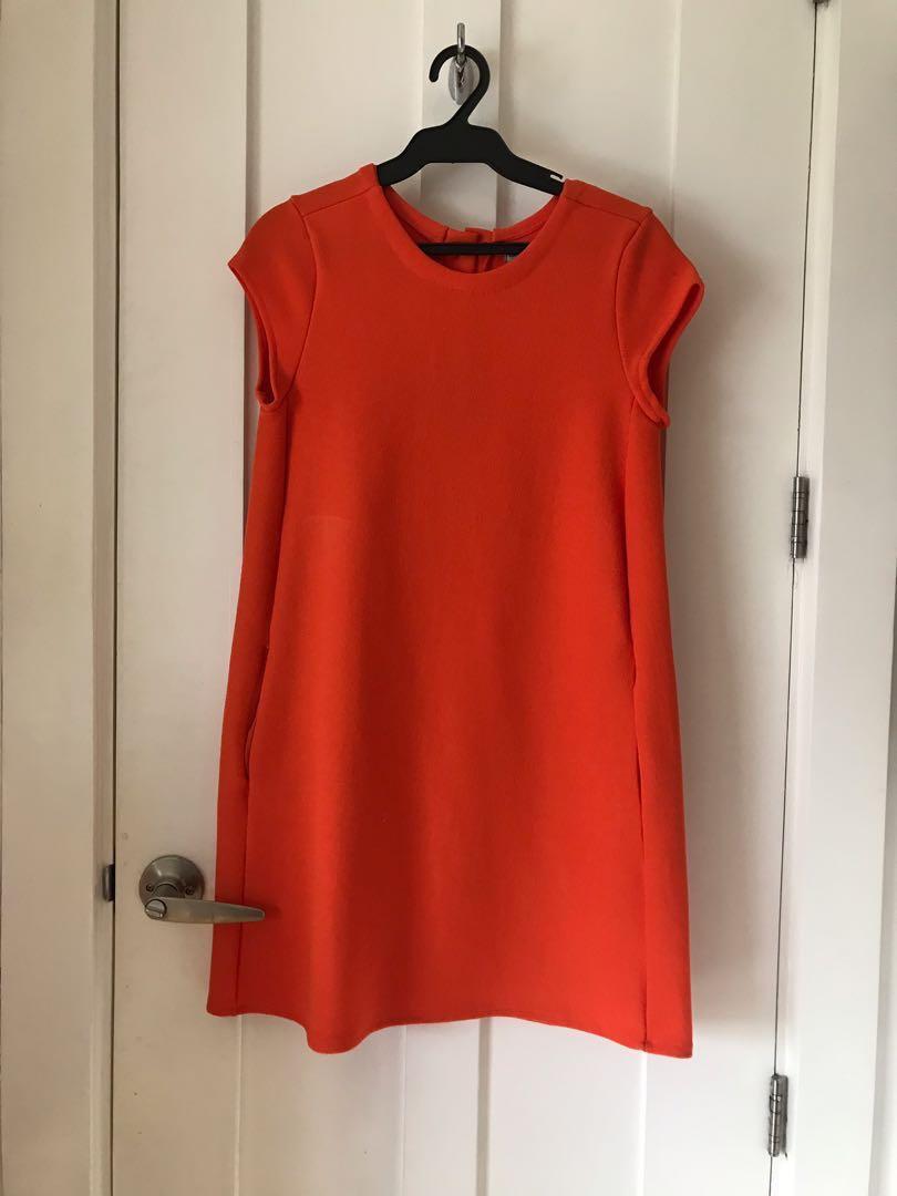 zara orange knit dress