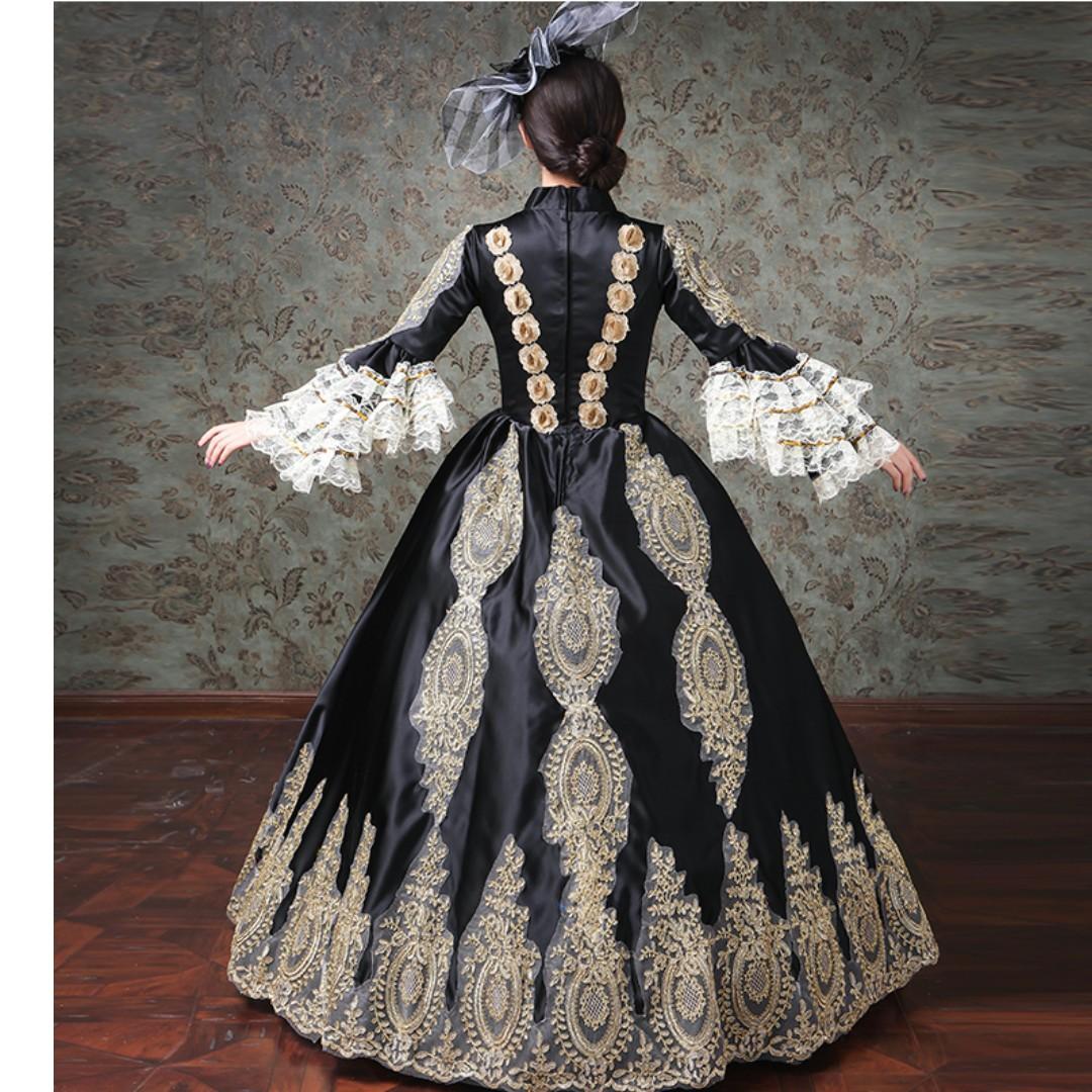 Pre order Medieval black Long Sleeve Muslimah Victorian Ball Gown