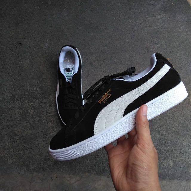 puma suede classic black white