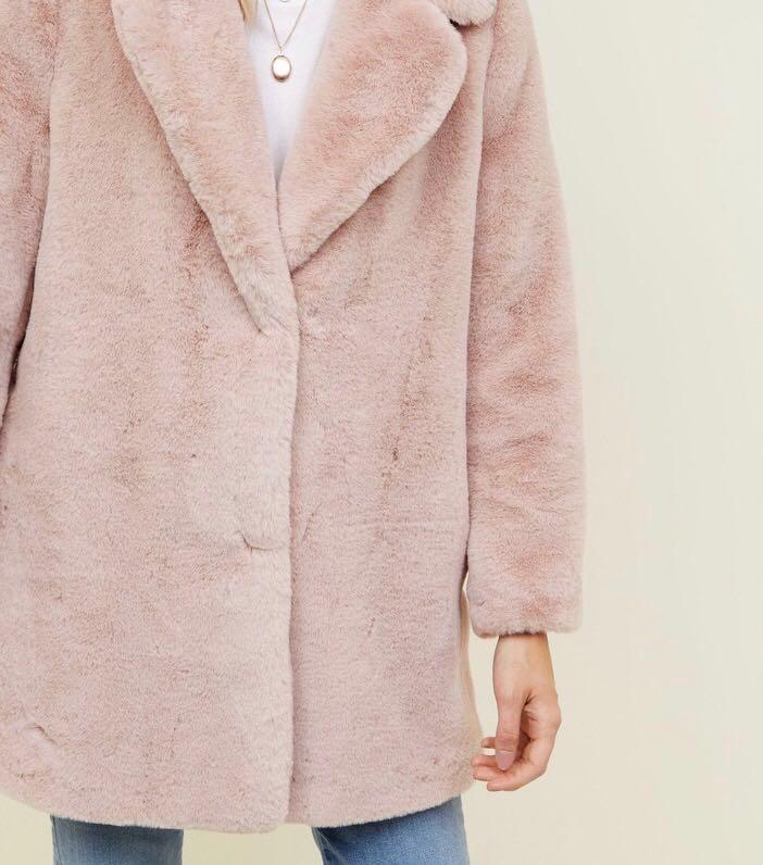 Reserved Petite Pale Pink Faux Fur Coat Women s Fashion Coats
