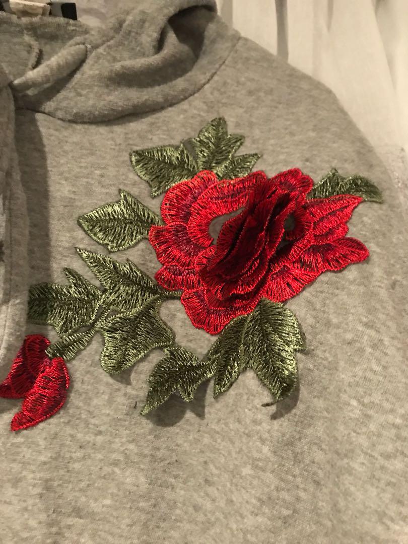 Rose Embroidered Crop Jumper Women s Fashion Clothes on Carousell