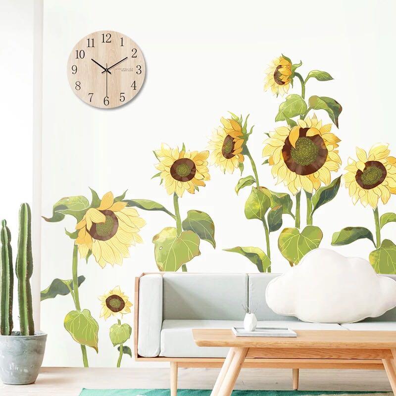 Waterproof Sunflower Wall Sticker Decal Home Bedroom Background Decor 60*90cm