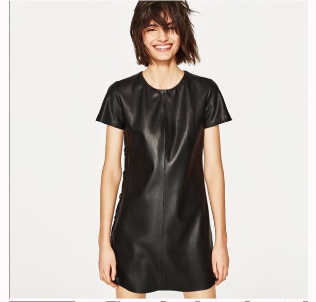 Zara leather dress 2019 sales