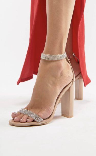 diamante clear heels