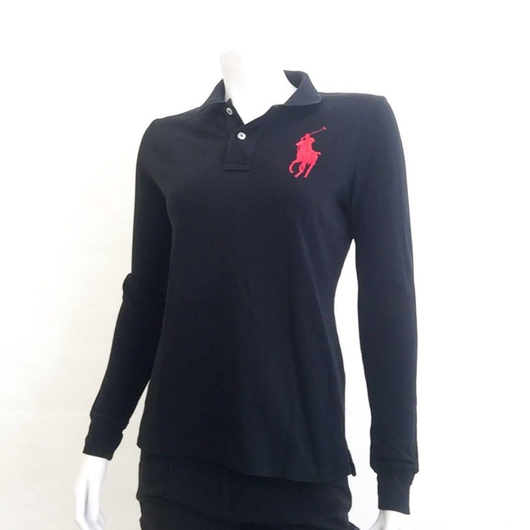 long sleeve black polo shirt womens