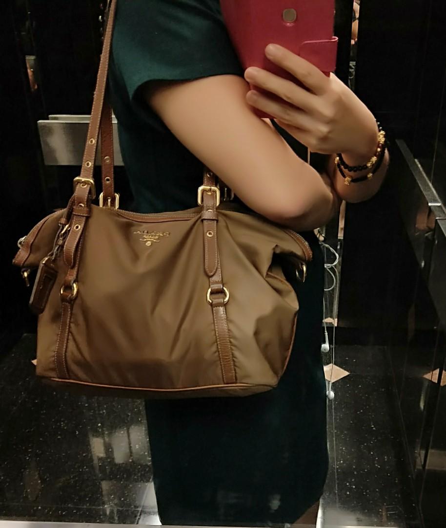Authentic Prada Tessuto Nylon Shoulder Carry Tote Bag Brown (Cheapest in  Carousell), Luxury, Bags & Wallets on Carousell