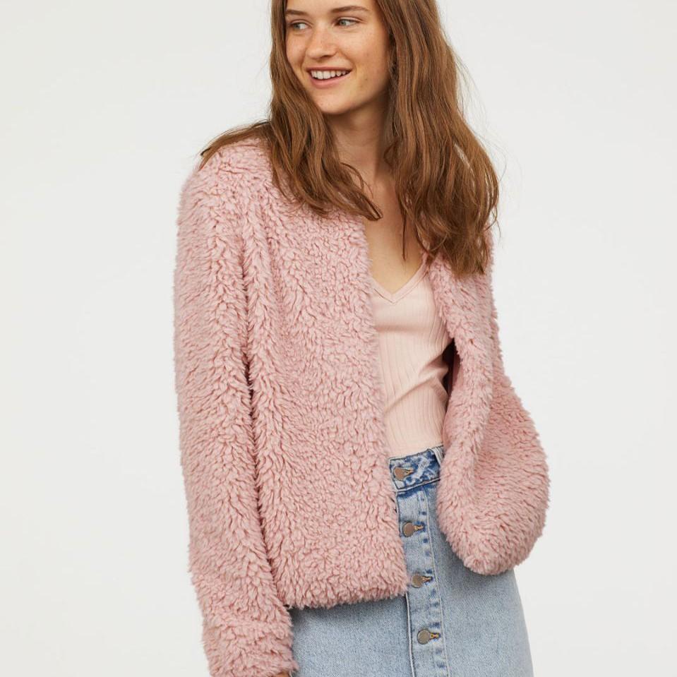Bnwt H&M Pink Faux Fur Teddy Jacket Coat, Women'S Fashion, Coats, Jackets  And Outerwear On Carousell