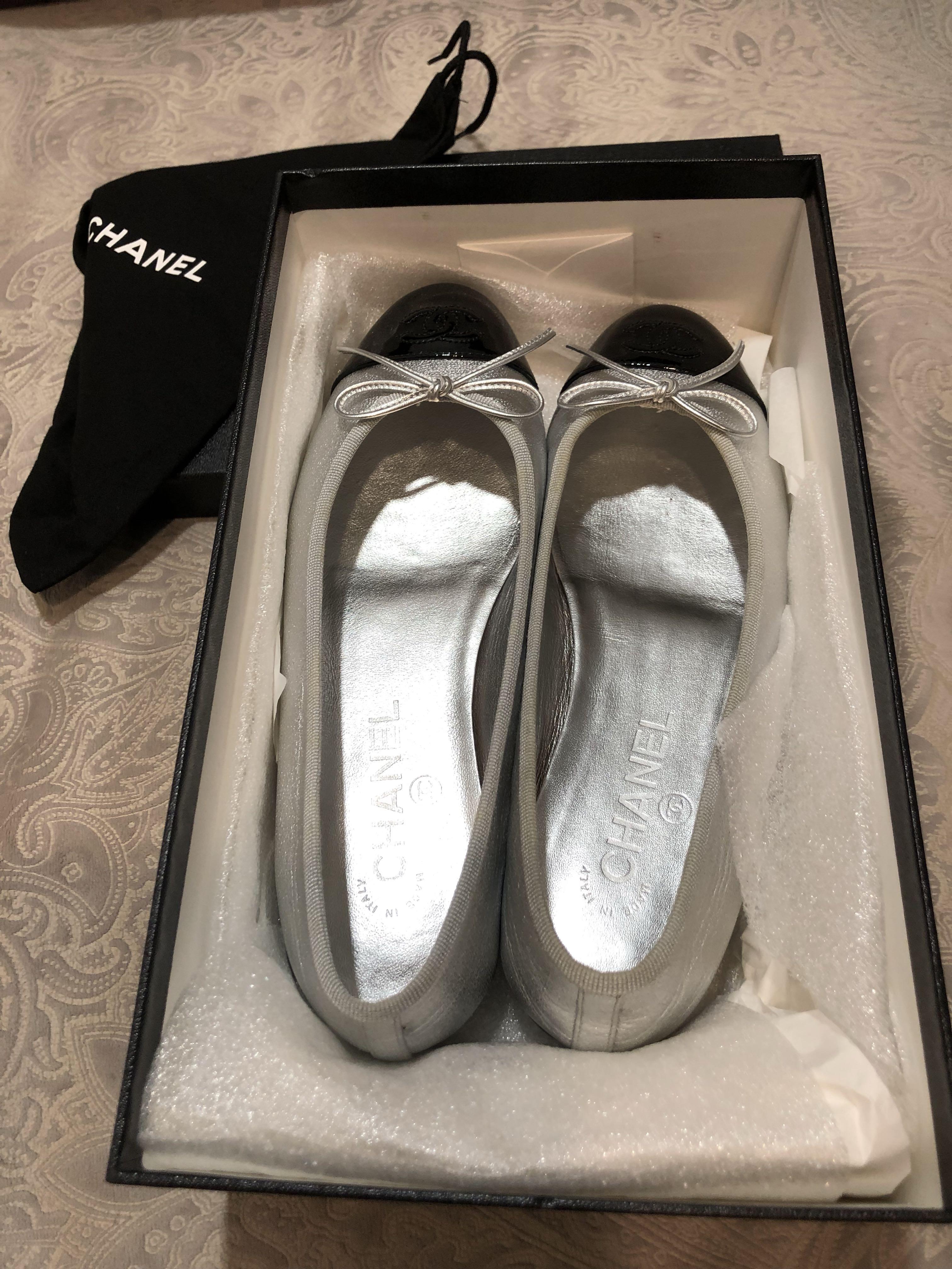 chanel shoes silver