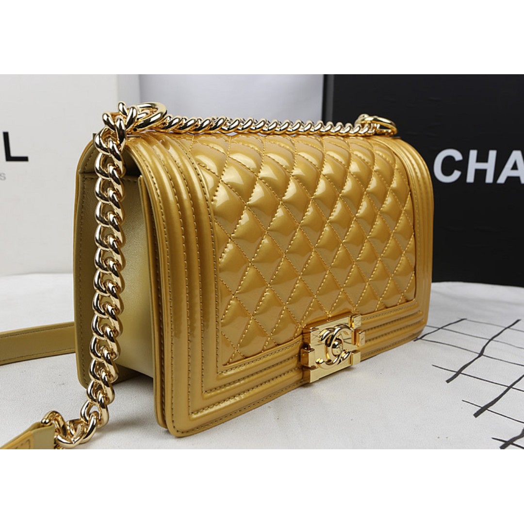 Chanel Metallic Patent Calfskin Boy Bag