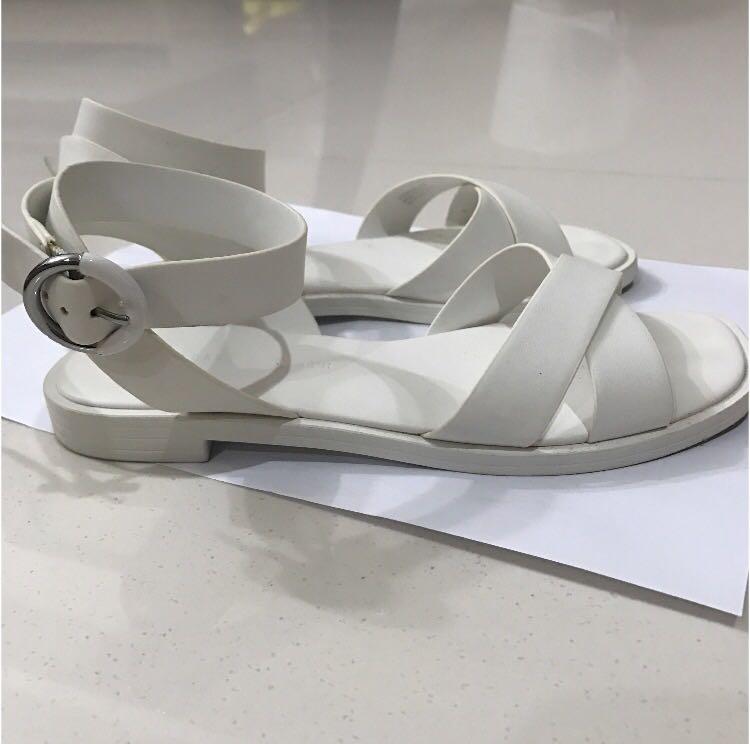 charles and keith white sandals