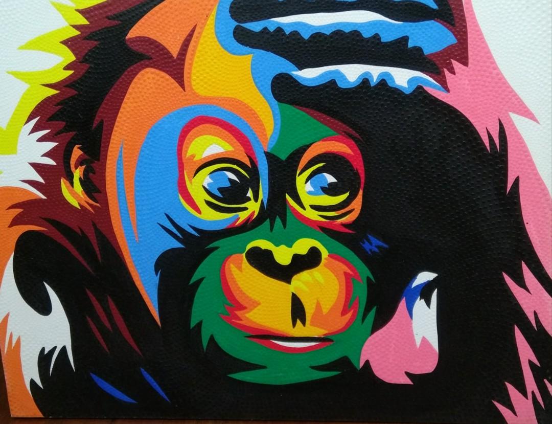 Colourful Monkey Painting 90cm X 70cm Design Craft Art