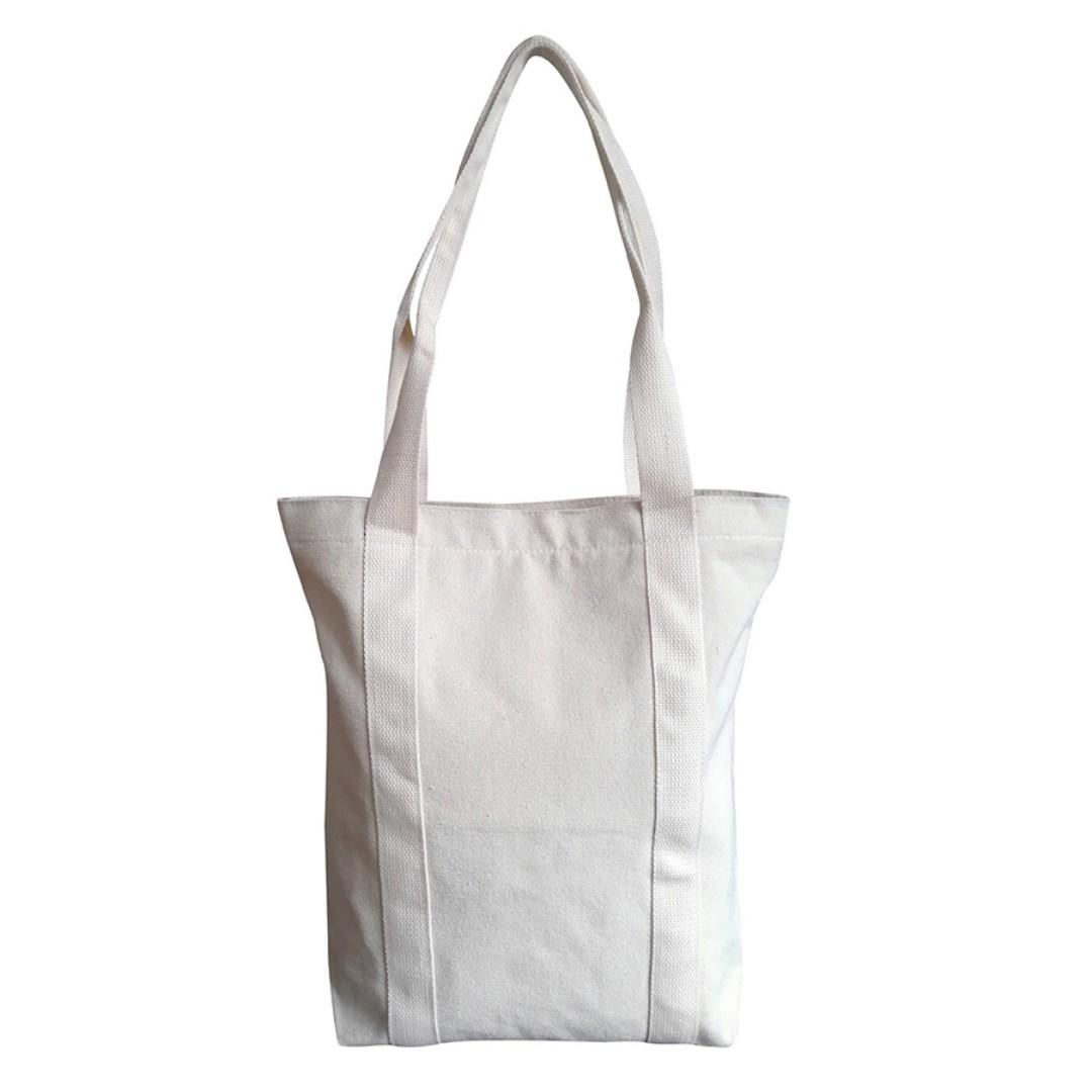 black canvas tote bag with zipper