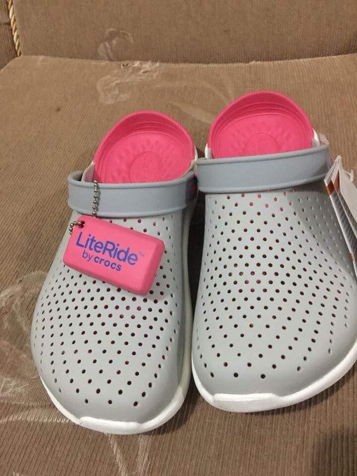crocs pink and gray