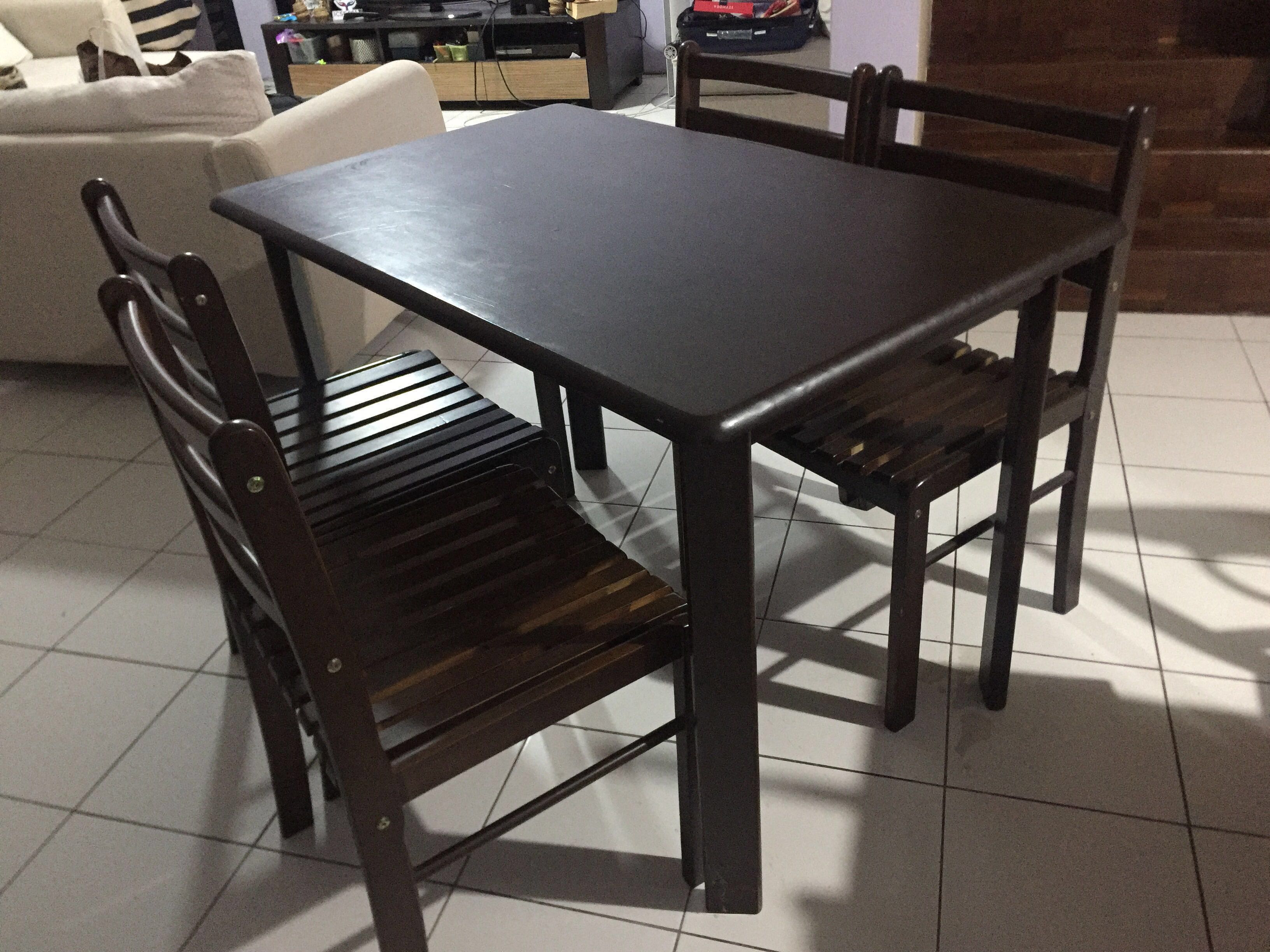 Dark Wood Dining Table For 4