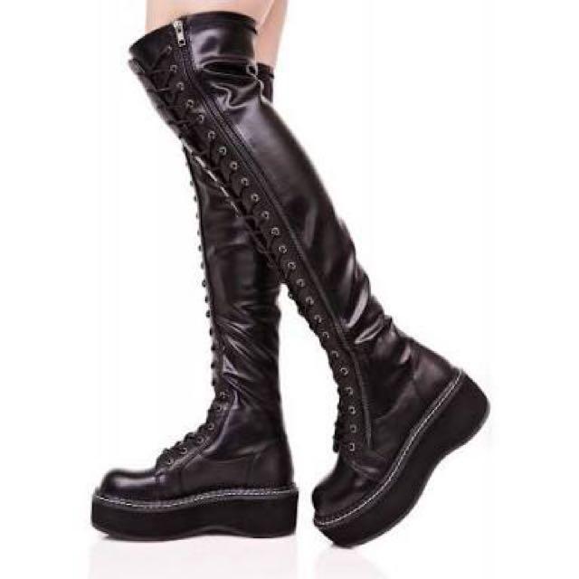 demonia thigh high boots