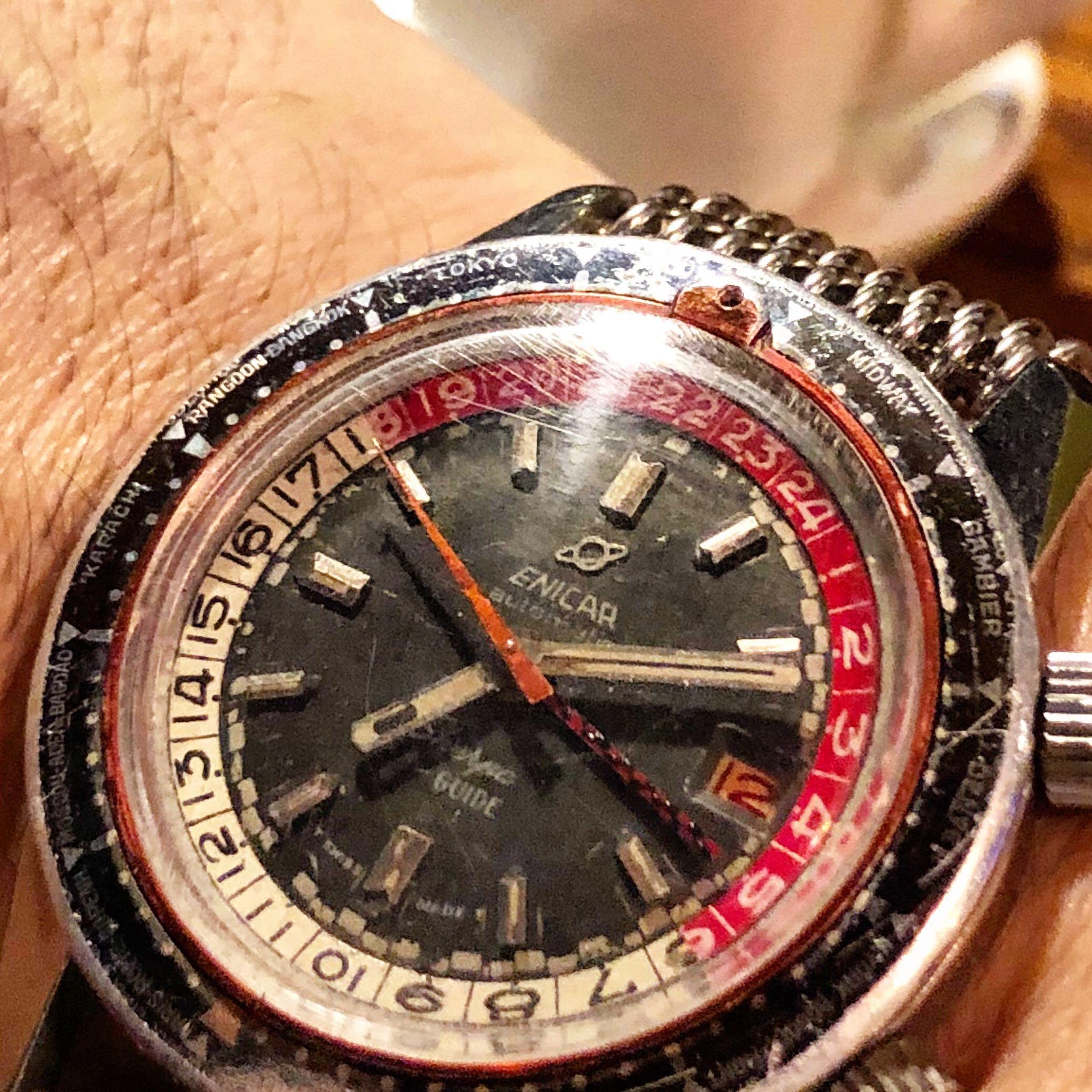 Enicar Sherpa Guide 600 GMT Worldtime Compressor, Luxury, Watches