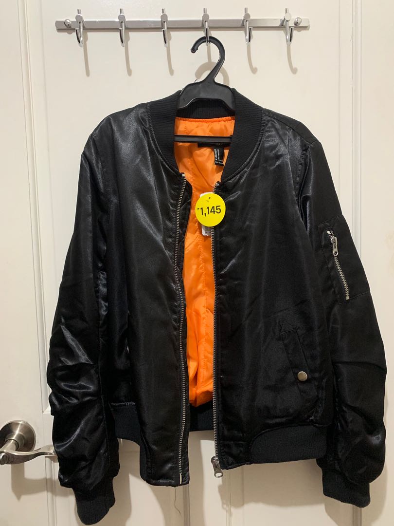 Forever 21 black bomber jacket discount