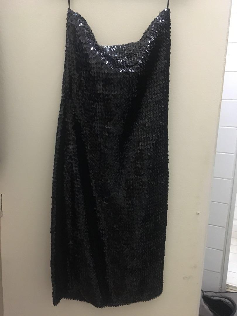H M Sequined Black Party Dress Women S Fashion Clothes