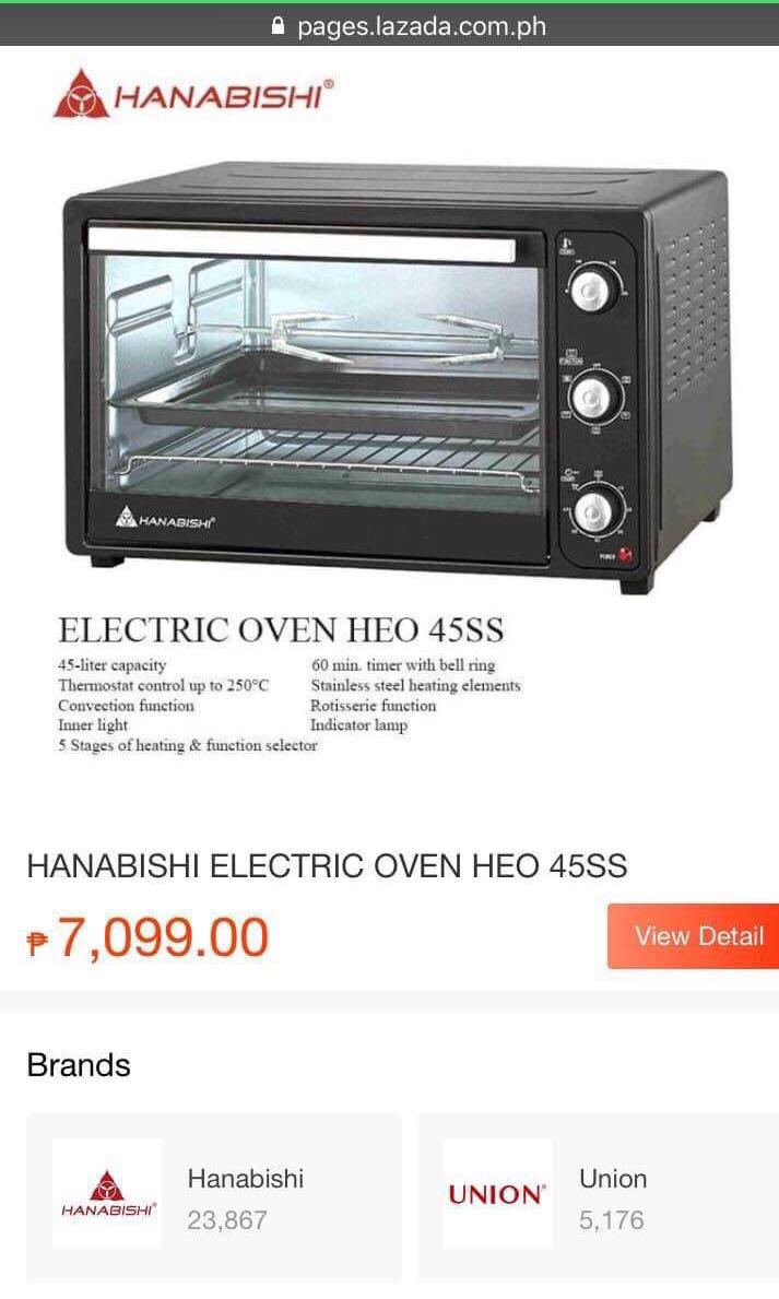 hanabishi 45l oven