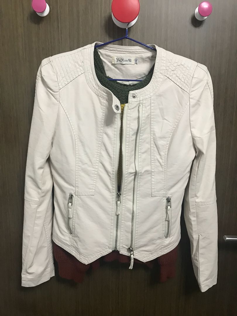 Leather Jacket And Sweater Hoo Women S Fashion Clothes Share This Listing