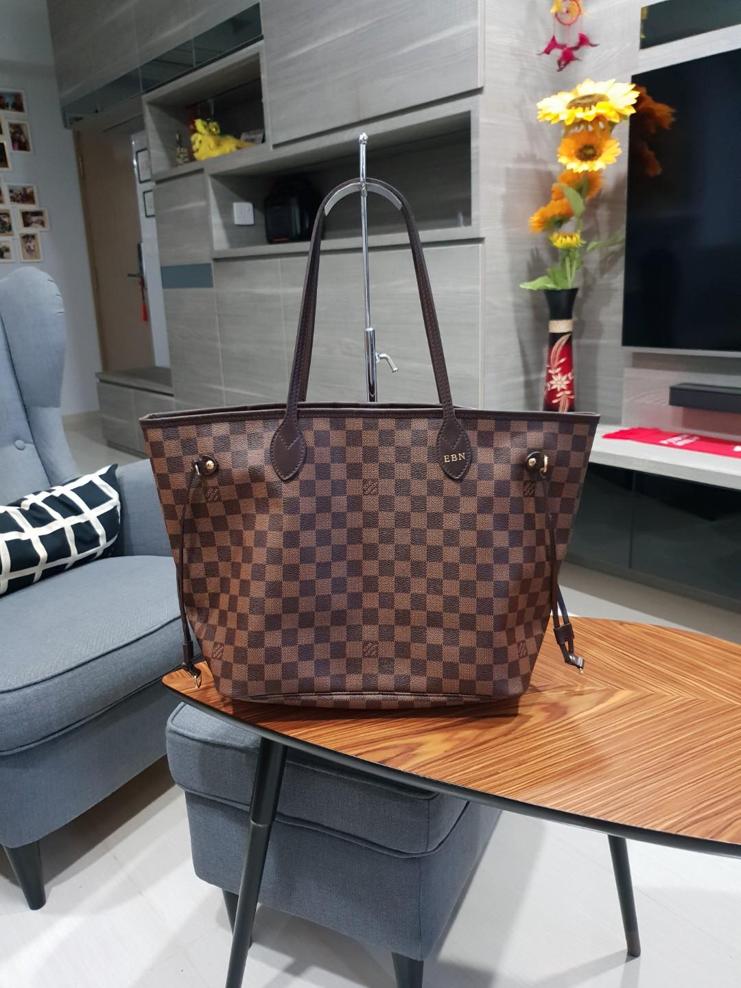 Louis Vuitton, Bags, Used Louis Vuitton Neverfull Mm In Damier Ebene With  Cherry Interior