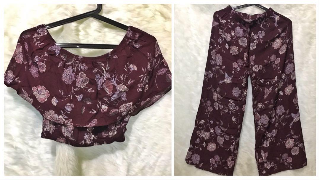 maroon floral jumpsuit