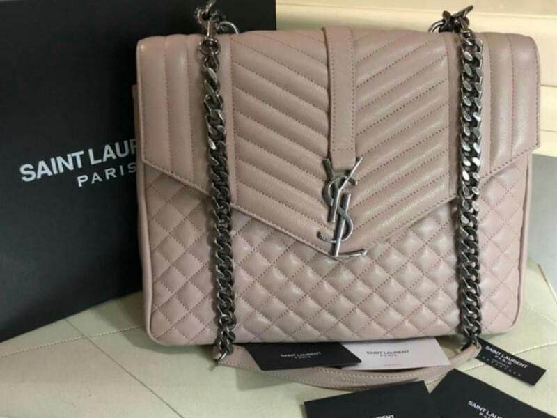 Monogram YSL V Flap Large Tri Quilt Envelope Chain Shoulder Bag