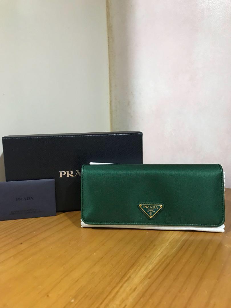 Prada Green Silk Wallet, Women's Fashion, Bags & Wallets, Wallets & Card  holders on Carousell